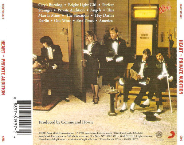 Image of Back Cover of CD - VG+/VG+ - HEART, Private Audition (Epic; 88697815972, US 2011, Jewel Case), ,  - 2736130E