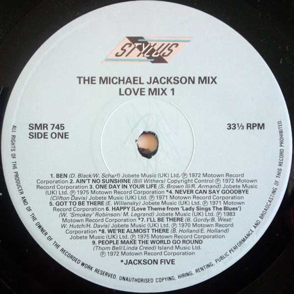 Image of Label Cover of 2xLP - VG/VG - MICHAEL JACKSON / THE JACKSON 5, The Michael Jackson Mix - 40 Specially Sequenced Hits By The World Superstar (Stylus Music; SMR 745, UK 1987, Gatefold), Sticker ghost on front of sleeve, some light damage, writing on reverse,  - 2716291C
