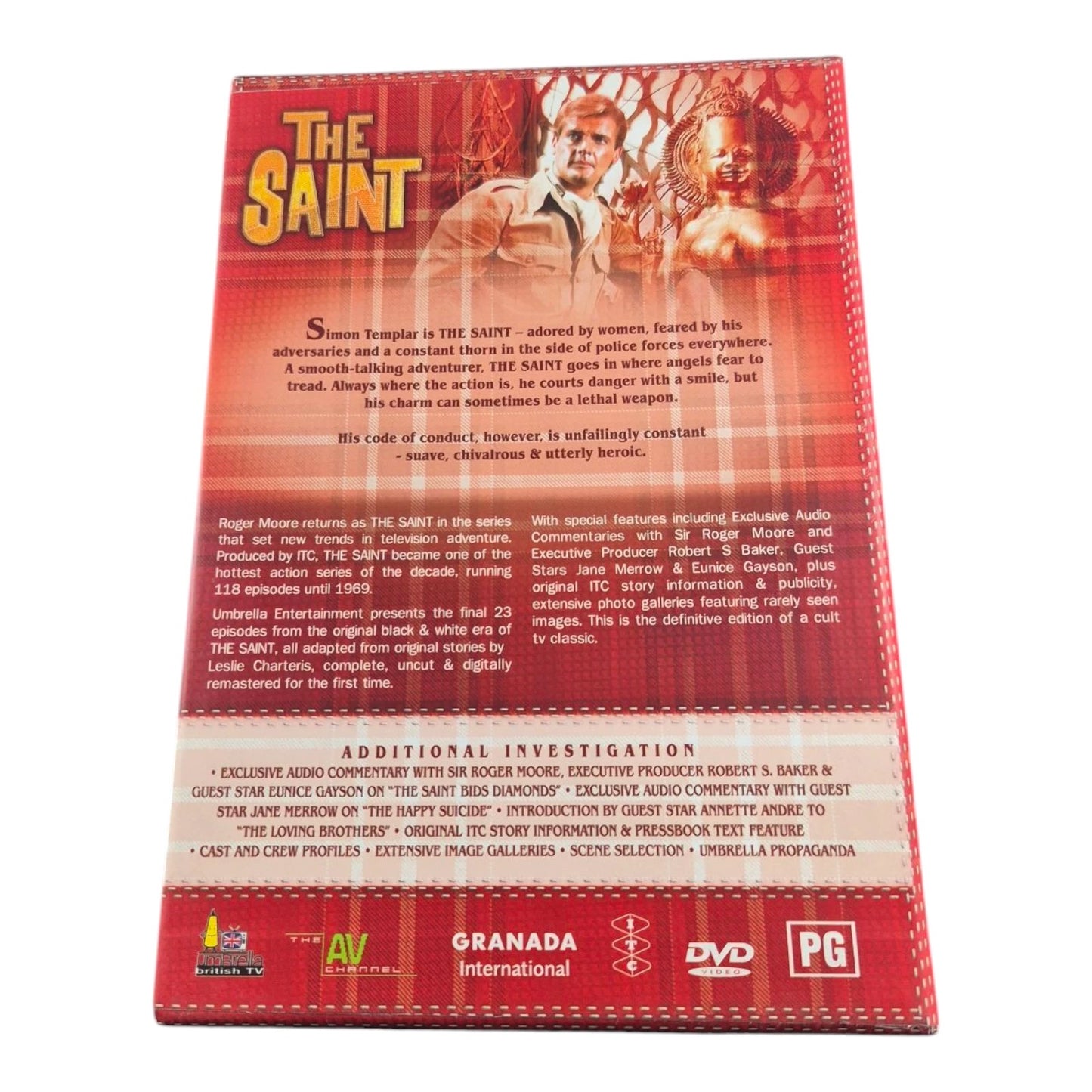 Image of Back Cover of 6xDVD - VG+/EX - ROGER MOORE, The Saint Volumes 13-18 (Umbrella British TV/ITC; DAVID0604, UK 2000s, Slipcase), ,  - 2716253C