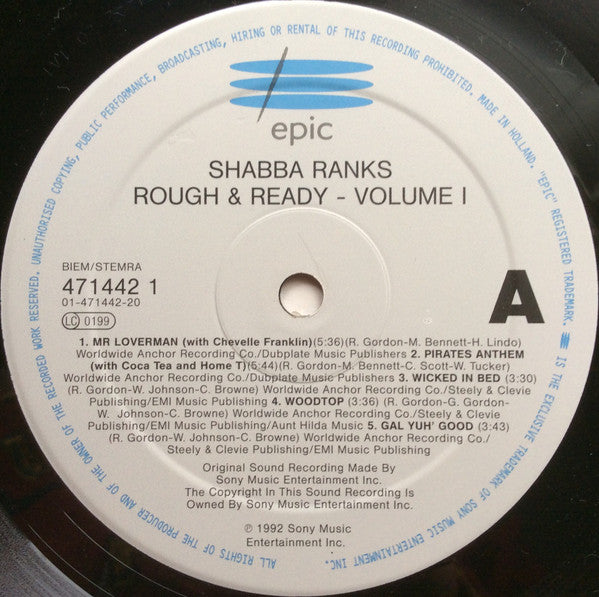 Image of Label Cover of LP - VG/VG - SHABBA RANKS, Rough & Ready Vol.1 (Epic; 471442 1, Netherlands 1992), ,  - 2726224E