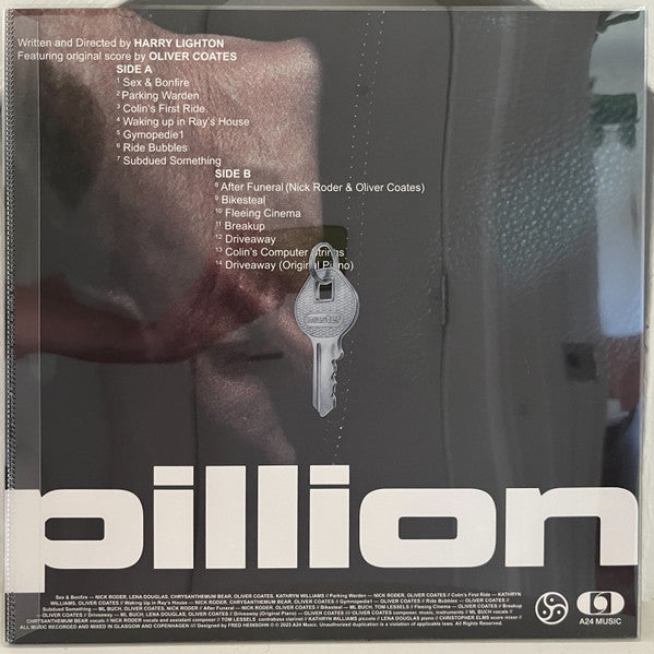 Image of Back Cover of LP - EX/EX - OLIVER COATES, Pillion (A24 Music; A24M056, US 2025, Transparent Printed Plastic O-card, Inner, Transparent Teal Vinyl), Opened Instore, Still In Stickered Shrinkwrap,  - 2746179S