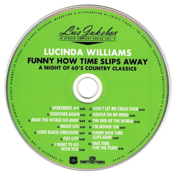 Image of Label Cover of CD - VG+/VG+ - LUCINDA WILLIAMS, Funny How Time Slips Away: A Night Of 60's Country Classics (Highway 20 Records; H20010, Europe 2021 Reissue, Fold Over Sleeve), ,  - 2716359C