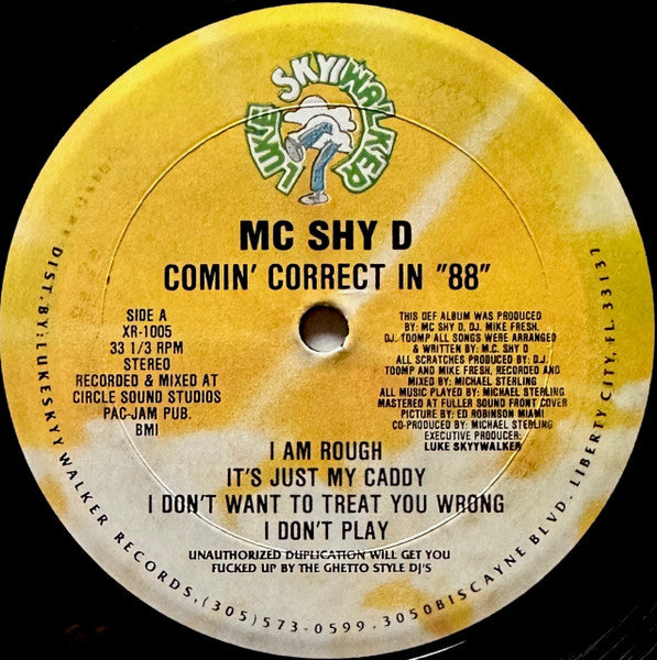 Image of Label Cover of LP - VG/VG+ - MC SHY D, Comin' Correct In 88 (Luke Skyywalker Records; XR-1005, US 1988, Picture Sleeve), ,  - 2726272E