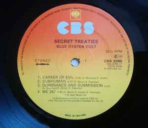 Image of Label Cover of LP - VG/VG+ - BLUE OYSTER CULT, Secret Treaties (CBS; CBS 32055, UK Reissue, "Made In England" At Bottom Of Label. No Matrix Above "Stereo".), Ring Wear,  - 2726207E