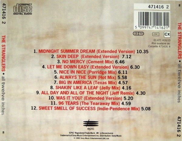 Image of Back Cover of CD - VG+/VG+ - THE STRANGLERS, All Twelve Inches (Epic; 471416 2, Europe 1992, Jewel Case), ,  - 2716453C