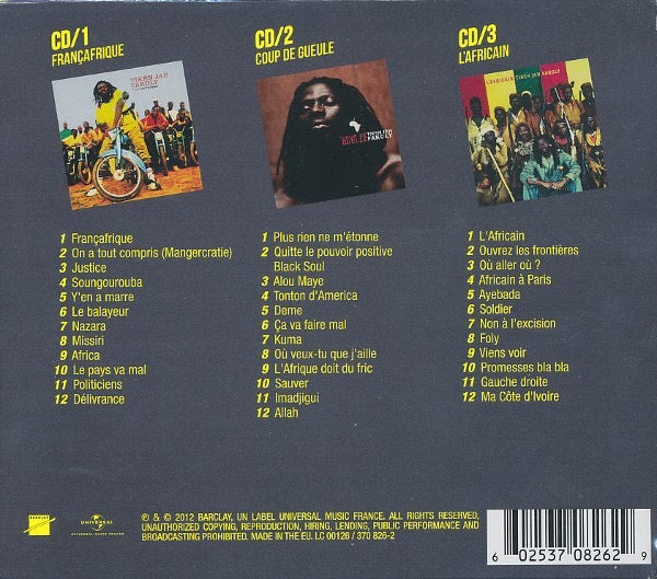 Image of Back Cover of CD - VG/VG+ - TIKEN JAH FAKOLY, Fran afrique / Coup De Gueule / L'Africain (Barclay; 370 826-2, Europe 2012, Box Set), ,  - 2716424C