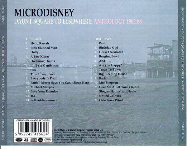 Image of Back Cover of CD - VG+/VG+ - MICRODISNEY, Daunt Square To Elsewhere: Anthology 1982-88 (Castle Music; CMEDD1568, UK & Europe 2007, Double CD Case), ,  - 2716425C