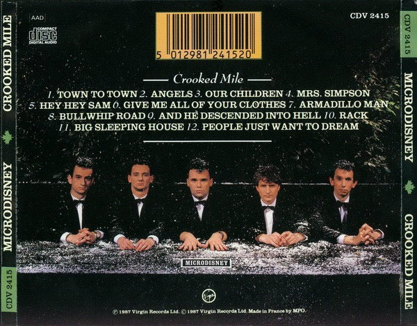 Image of Back Cover of CD - VG+/VG+ - MICRODISNEY, Crooked Mile (Virgin; CDV 2415, UK 1987, Jewel Case), ,  - 2716465C