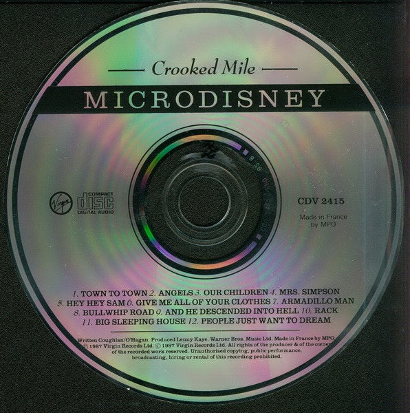 Image of Label Cover of CD - VG+/VG+ - MICRODISNEY, Crooked Mile (Virgin; CDV 2415, UK 1987, Jewel Case), ,  - 2716465C