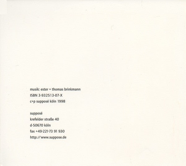 Image of Back Cover of CD - VG+/VG+ - ESTER BRINKMANN, Totes Rennen (Suppos ; suppos  07, Germany 1998, Digipak), ,  - 2736175E