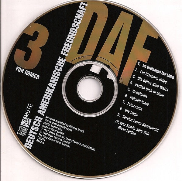 Image of Label Cover of CD - VG+/VG+ - DEUTSCH AMERIKANISCHE FREUNDSCHAFT, F r Immer (The Grey Area; DAF3CD, UK 1998 Reissue, Jewel Case), ,  - 2716472C
