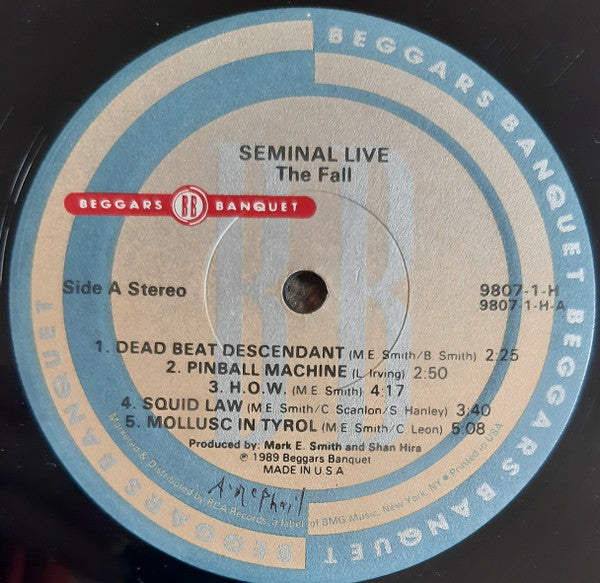 Image of Label Cover of LP - VG/VG - THE FALL, Seminal Live (Beggars Banquet; 9807-1-H, US 1989), Strong VG - handful of light marks only.  Some damage along half of bottom edge, notch cut. ,  - 2726339E