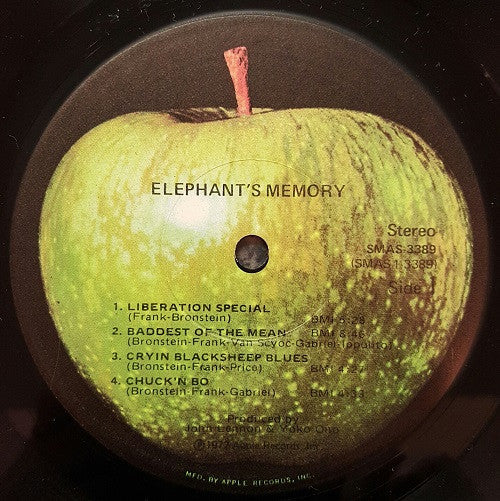 Image of Label Cover of LP - VG/G+ - ELEPHANT'S MEMORY*, Elephant's Memory (Apple Records; SMAS 3389, US 1972, Gatefold, Inner), Light hairlines only, disc slightly dished. Storage and edge wear to sleeve, small <1" tear in spine. , Backing band for John Lennon and Yoko Ono - 2726340E