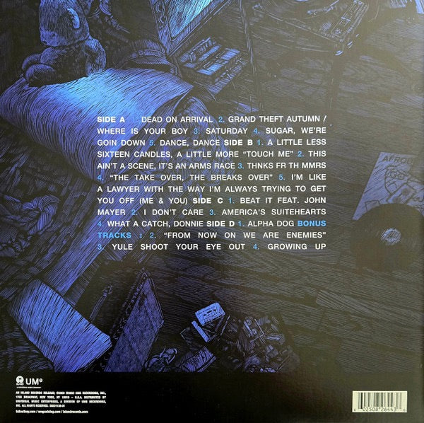 Image of Back Cover of 2xLP - EX/VG+ - FALL OUT BOY, Believers Never Die - Greatest Hits (Island Records; B0031138-01, US 2020 Reissue, Gatefold), Still In Opened Shrinkwrap With Hype Sticker,  - 2716500C
