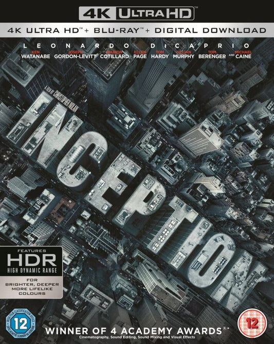 Image of Front Cover of Blu-Ray - M/M - CHRISTOPHER NOLAN, Inception (Warner Brothers; , UK 2010, Slipcase, 4K HD + Bly ray), Sealed,  - 2736192E