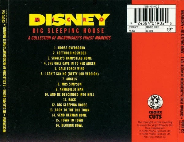 Image of Back Cover of CD - VG+/VG+ - MICRODISNEY, Big Sleeping House (A Collection Of Microdisney's Finest Moments) (Virgin; CDOVD 452, UK 1995, Jewel Case), ,  - 2716522C
