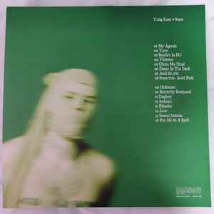 Image of Back Cover of 2xLP - VG+/VG+ - YUNG LEAN, Starz (Year0001; YR0103LPX, Sweden 2020, Gatefold in Printed Pastic Sleeve, 2 Inners, NO Booklet, Postcard, NO Poster, 180 Gram Glow In The Dark Vinyl), seam splits on outer printed plastic sleeve, missing booklet & poster,  - 2746251S