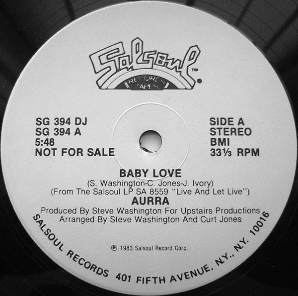 Image of Front Cover of 12" - VG/VG+ - AURRA, Baby Love (Salsoul Records; SG 394 DJ, US 1983, Promo, Company Sleeve), ,  - 2716512C
