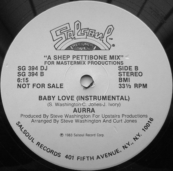 Image of Back Cover of 12" - VG/VG+ - AURRA, Baby Love (Salsoul Records; SG 394 DJ, US 1983, Promo, Company Sleeve), ,  - 2716512C