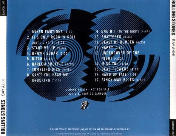 Image of Back Cover of CD - VG+/VG+ - THE ROLLING STONES, Say Ahhh! (Rolling Stones Records; SAMPCD 1347, Europe 1989, Jewel Case), ,  - 2716525C