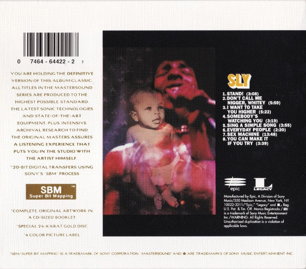 Image of Back Cover of CD - VG/VG+ - SLY & THE FAMILY STONE, Stand! (Epic; EK 64422, US 1994 Reissue, Card Slipcase with Jewel Case inside), Damage To Card Sleeve,  - 2816021C