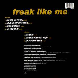 Image of Back Cover of 12" - VG/VG - ADINA HOWARD, Freak Like Me (EastWest Records America; A 4473 T, UK 1995, Picture Sleeve), Light ringwear to sleeve. Disc has faint hairlines and storage marks.,  - 2816001C
