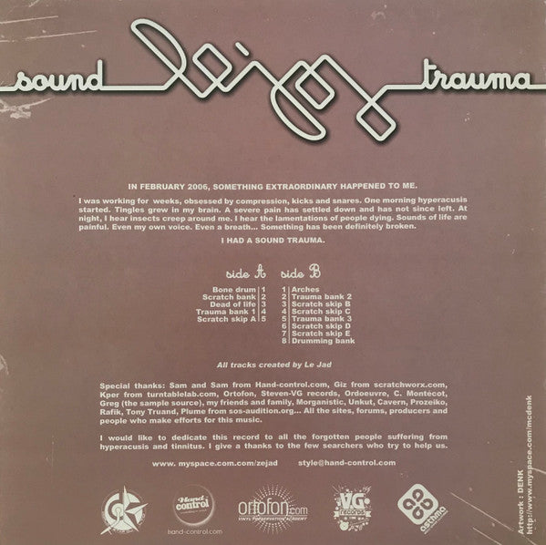 Image of Back Cover of LP - VG/VG - LE JAD, Sound Trauma (Hand Control; none, France 2008, Picture Sleeve), ,  - 2726236E