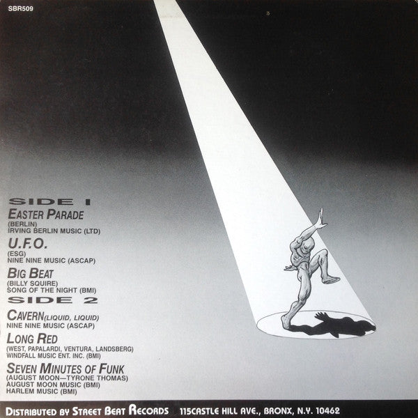 Image of Back Cover of 12" - VG/VG - VARIOUS, Ultimate Breaks & Beats (Street Beat Records ; SBR 509, US 1986, Unofficial Release), A few marks but plays well, A1	Ingrid   Easter ParadeA2	ESG  	U.F.O.A3	Billy Squier   Big BeatB1	Liquid Liquid  	 CavernB2	Mountain   Long RedB3	The Whole Darn Family   Seven Minutes Of Funk - 2726238E