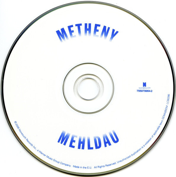 Image of Label Cover of CD - VG+/VG+ - METHENY & MEHLDAU, Metheny Mehldau (Nonesuch; 7559-79964-2, Europe 2006, Jewel Case), ,  - 2836030E