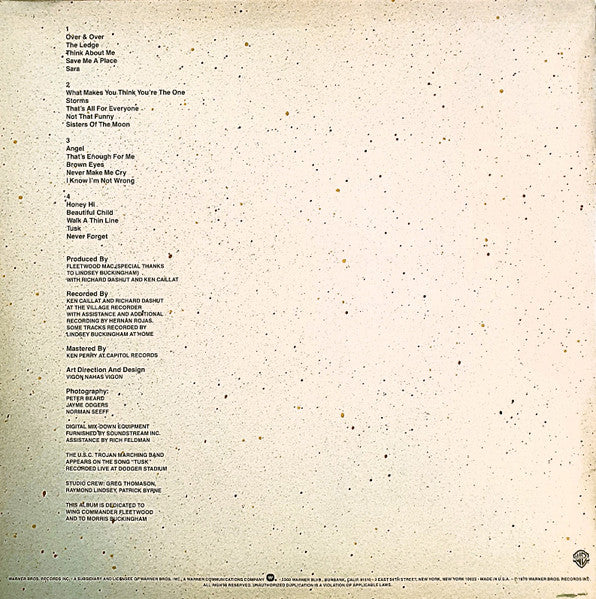 Image of Back Cover of 2xLP - VG+/VG+ - FLEETWOOD MAC, Tusk (Warner Bros. Records; 2HS 3350, US 1979, Embossed Sleeve, 4 Inners, Winchester Pressing, Los Angeles Stampers), ,  - 2846023S