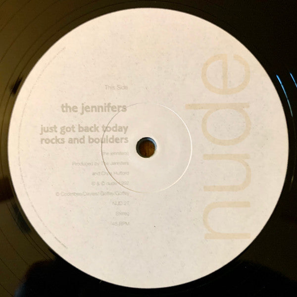 Image of Label Cover of 12" EP - VG/G+ - THE JENNIFERS, Just Got Back Today (Nude Records; NUD 2T, UK 1992, Picture Sleeve, Pre-Supergrass), Light marks only.,  - 2816071C