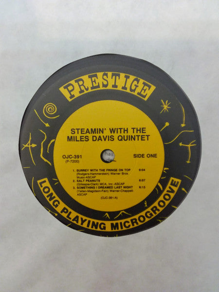Image of Label Cover of LP - VG/VG+ - THE MILES DAVIS QUINTET, Steamin' With The Miles Davis Quintet (Original Jazz Classics; OJC-391, US 1989 Reissue), ,  - 2826023E