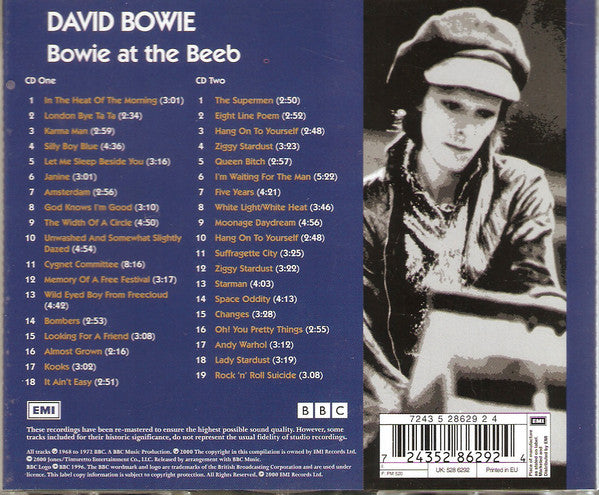 Image of Back Cover of 2xCD - NEW/NEW - DAVID BOWIE, Bowie At The Beeb (The Best Of The BBC Radio Sessions 68-72) (EMI; 7243 5 28958 2 3, Europe , Jewel Case), ,  - 2836054E