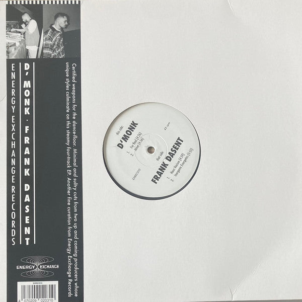 Image of Front Cover of 12" - VG/VG+ - D'MONK, FRANK DASENT, For Real / Janet / Haus Voxism / Inorganic Energetics (Energy Exchange Records; EXREC010,  2026, Stickered Plain Die Cut Sleeve), ,  - 2816097C