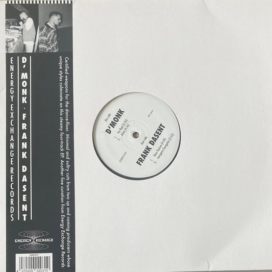 Image of Front Cover of 12" - VG/VG+ - D'MONK, FRANK DASENT, For Real / Janet / Haus Voxism / Inorganic Energetics (Energy Exchange Records; EXREC010,  2026, Stickered Plain Die Cut Sleeve), ,  - 2816097C