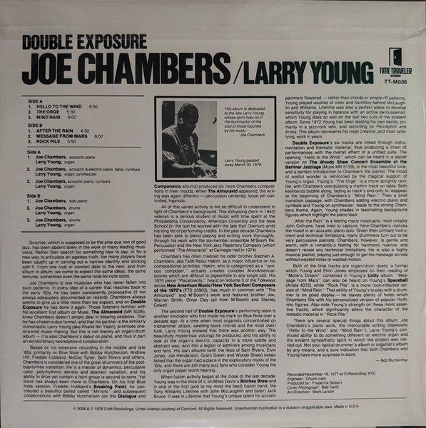 Image of Back Cover of LP - VG+/VG+ - JOE CHAMBERS, Double Exposure (Time Traveler Recordings; TT-M005, US 2026 Reissue, Glossy Pasteback Sleeve, Insert), ,  - 2846090S