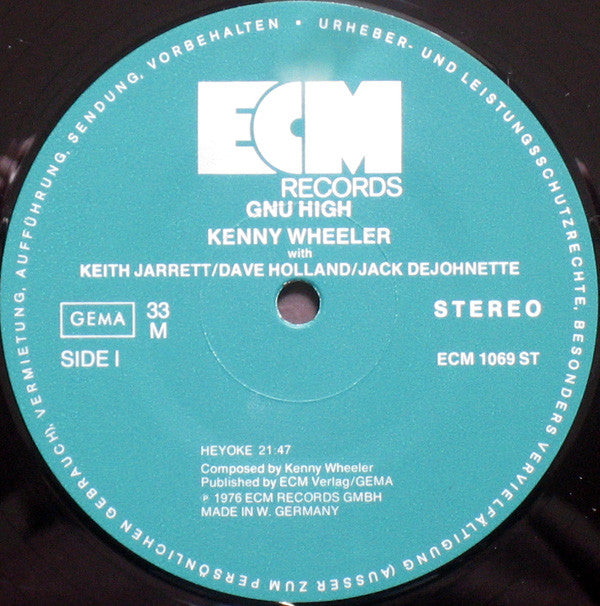 Image of Label Cover of LP - VG+/EX - KENNY WHEELER, Gnu High (ECM Records ; ECM 1069, Germany 1976, Laminated Sleeve), Stickers Stuck to Sleeve,  - 2826111E