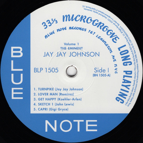 Image of Label Cover of LP - VG+/VG+ - JAY JAY JOHNSON, The Eminent Jay Jay Johnson Volume 1 (Blue Note; 4535351, Worldwide 2022 Reissue, Picture Sleeve, Remastered, Mono, 180 g), ,  - 2826050E