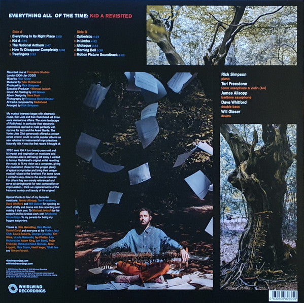 Image of Back Cover of LP - VG+/EX - RICK SIMPSON, Everything All Of The Time: Kid A Revisited (Whirlwind Recordings ; WR4765LP, Europe 2020, Black And Yellow Split Vinyl), Corner Bump,  - 2826082E