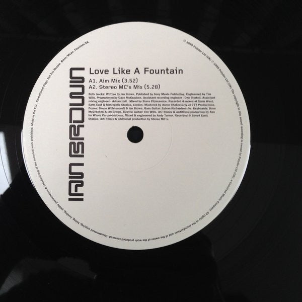 Image of Label Cover of LP - VG/VG - IAN BROWN, Love Like A Fountain (Polydor; Fountain-2, UK 1999, Promo, remixes inc Scourge Of The Earth aka Jimmy Cauty (KLF) and Stereo MCs), Edge Wear,  - 2846177S