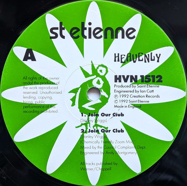 Image of Label Cover of 12" - VG/VG - ST ETIENNE, Join Our Club / People Get Real (Heavenly; HVN 1512, UK 1992, Picture Sleeve), ,  - 2816150C