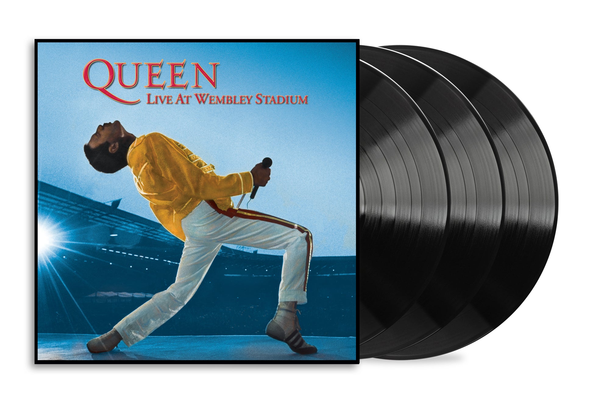 Image of Back Cover of 3xLP - NEW/NEW - QUEEN, Live At Wembley '86 (Sony; 19802956651, UK 2026 Reissue), , Captured at Wembley Stadium on 12 July 1986 during Queen’s triumphant Magic Tour, Live At Wembley ’86 documents the band at full stadium-rock power. From Freddie Mercury’s electrifying command of the crowd to towering versions of “Radio Ga Ga,” “We Are the Champions,” “Bohemian Rhapsody” and “A Kind of Magic,” this essential live set is both a celebration of Queen’s greatest hits and a snapshot of one 