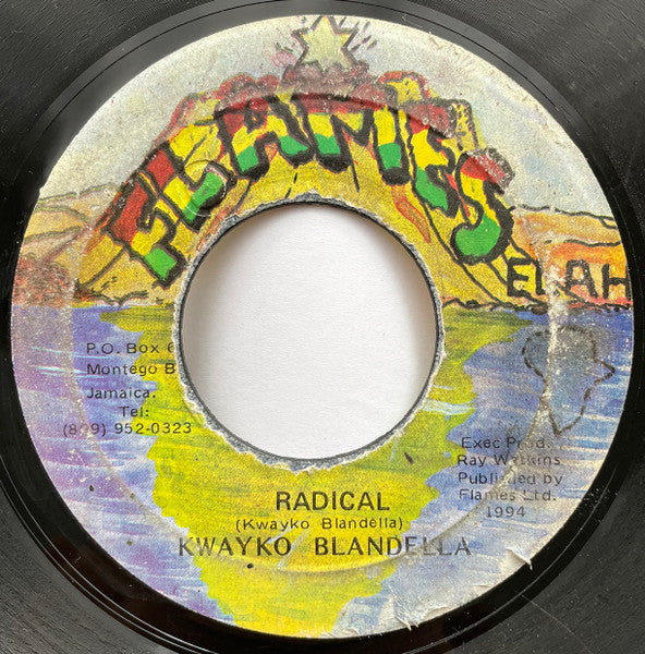 Image of Front Cover of 7" - /VG+ - KWAYKO BLANDELLA, Radical (Flames Elah; , Jamaica 1994), One white speck on run in, nap. Plays VG+ throughout.,  - 2826137E