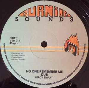 Image of Back Cover of 12" - VG/VG - LEROY SMART, No One Remember Me (Burning Sounds; BSD 011, UK 1978, Company Sleeve), Light marks only. Company sleeve has slight edge wear and creasing,  - 2846168S