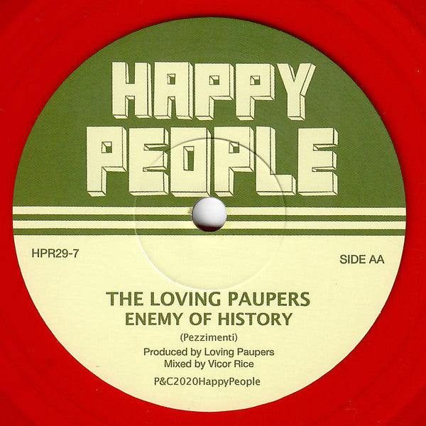 Image of Label Cover of 7" - EX/EX - THE LOVING PAUPERS, And The Piano's Playing (Happy People; HPR29-7, UK 2020, Stamped Sleeve, Solid Centre / Red Vinyl / Limited Numbered Edition), ,  - 2826139E