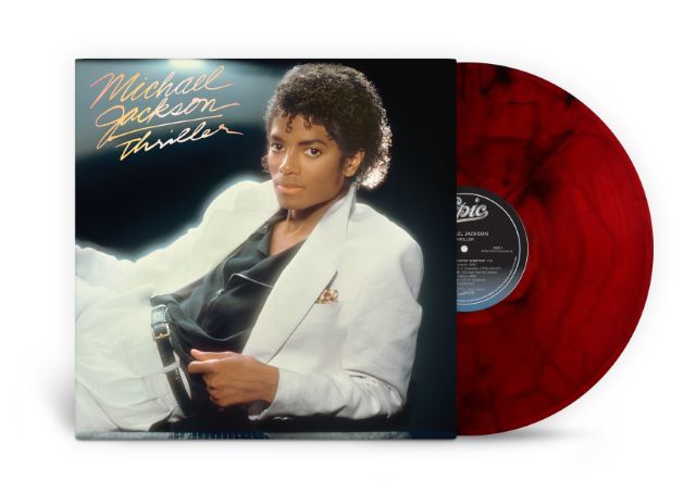 Image of Front Cover of LP - NEW/NEW - MICHAEL JACKSON, Thriller (Sony; 19958461121, Europe 2026 Reissue, Red & Black Marble Vinyl), , For the first time ever, Michael Jackson’s ‘Thriller’ is available on red & black marble vinyl, celebrating the world’s biggest-selling album and the first album to be certified triple Diamond by the RIAA. Released in 1982, Thriller changed pop music forever, featuring seven U.S. Top 10 hits including “Billie Jean,” “Beat It” and “Thriller,” and helped Michael win a record-s