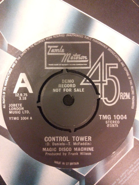 Image of Front Cover of 7" - /G - MAGIC DISCO MACHINE, Control Tower / Scratchin' (Tamla Motown; TMG 1004, UK 1975, Promo, 4-Prong Centre), Centre intact,  - 2816170C