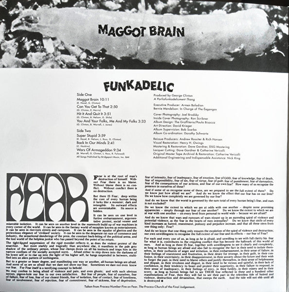 Image of Back Cover of LP - NEW/NEW - FUNKADELIC, Maggot Brain (ORG MUSIC; ORGM2329LP-C1, UK 2026 Reissue, Gatefold, Armageddon Red Vinyl), , Released in 1971, Maggot Brain stands as the towering masterpiece in Funkadelic�s groundbreaking catalog. Initially misunderstood upon release, the album is now widely regarded as one of the most influential records of all time. Anchored by Eddie Hazel�s otherworldly guitar performance on the legendary title track and featuring enduring favorites like �Can You Get To 