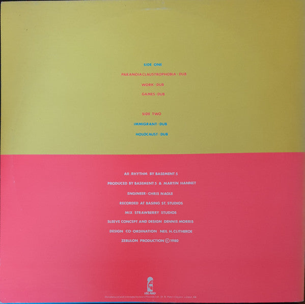 Image of Back Cover of 12" - VG/VG - BASEMENT 5, In Dub (Island Records; IPR 2038, UK 1980, egg), ,  - 2846189S