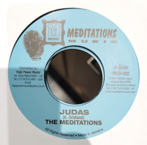 Image of Front Cover of 7" - /VG+ - THE MEDITATIONS, Judas (Meditations Music; MED-002, UK 2023), ,  - 2826149E
